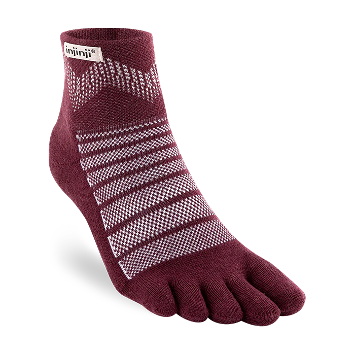 TerraToes Outdoor Mini-Crew Toe Socks — Garnet