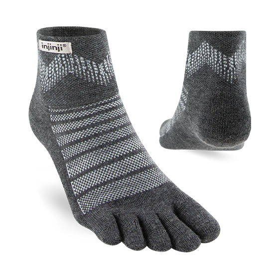 TerraToes Outdoor Mini-Crew Toe Socks — Slate