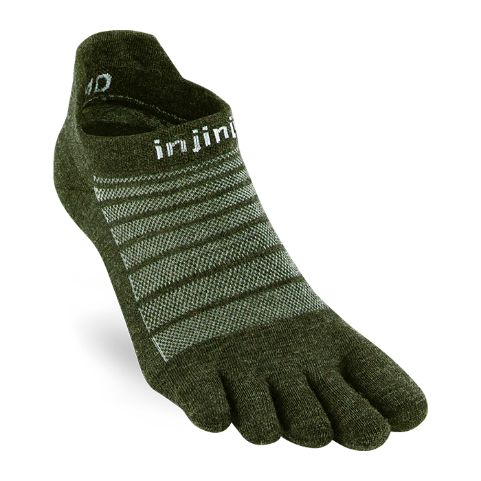 TerraToes Merino Run No-Show Toe Socks — Forest