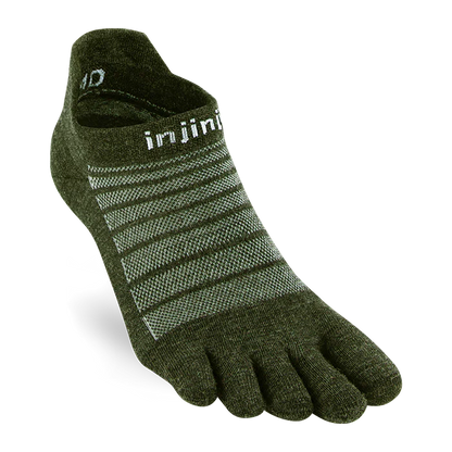 TerraToes Merino Run No-Show Toe Socks — Forest