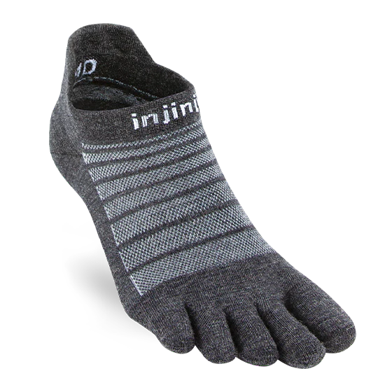 TerraToes Merino Run No-Show Toe Socks — Slate