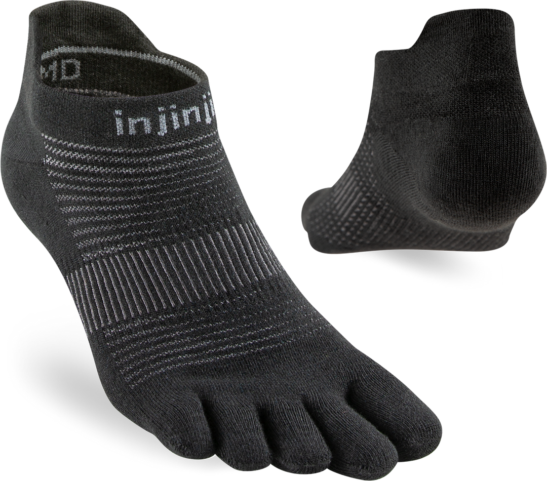 TerraToes Run No-Show Toe Socks — Black