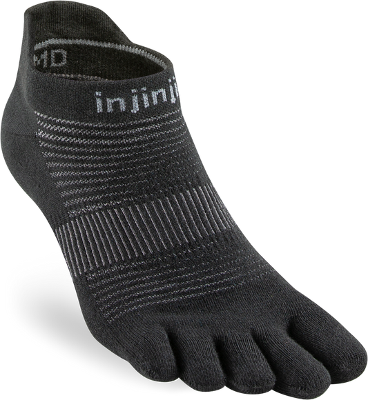 TerraToes Run No-Show Toe Socks — Black