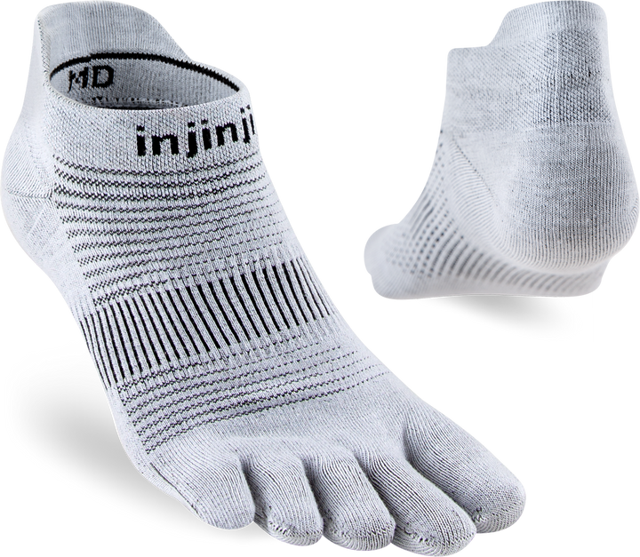 TerraToes Run No-Show Toe Socks — Grey