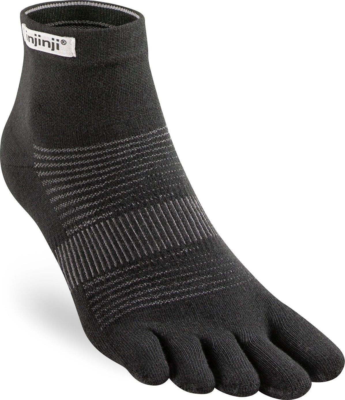 TerraToes Run Mini-Crew Toe Socks — Black