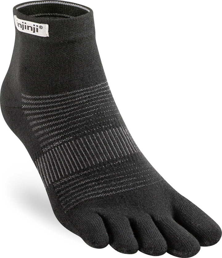 TerraToes Run Mini-Crew Toe Socks — Black