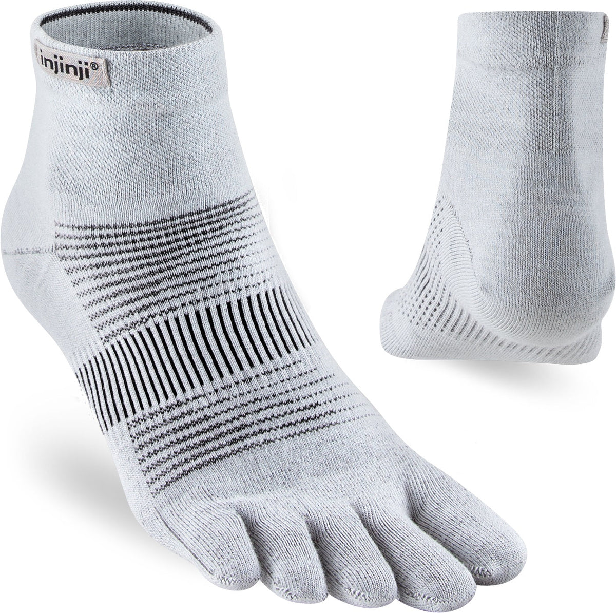 TerraToes Run Mini-Crew Toe Socks — Gray