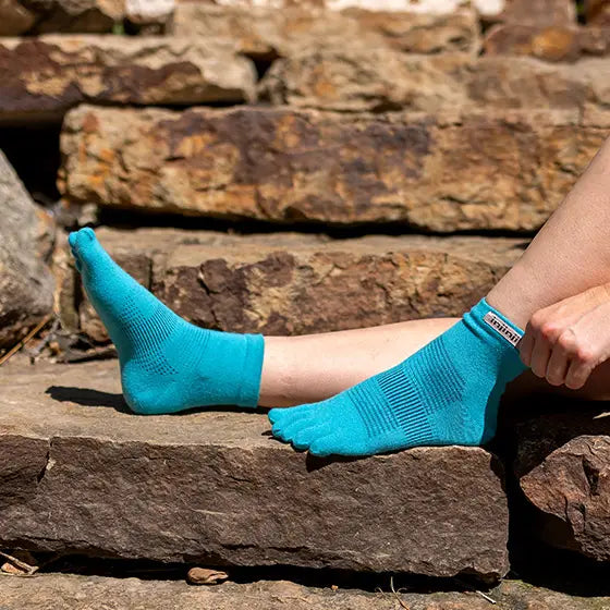 TerraToes Run Mini-Crew Toe Socks — Pacific Blue