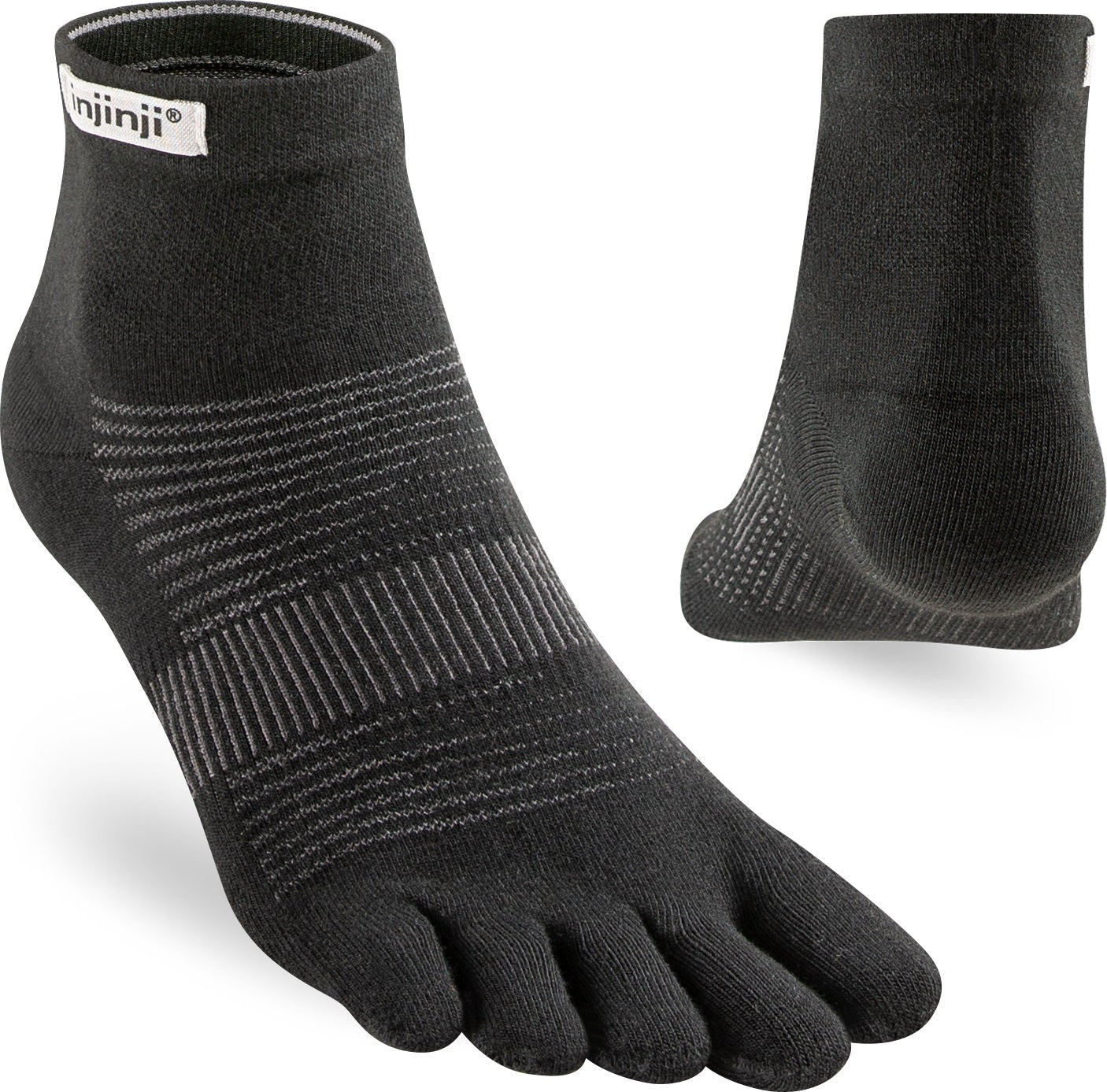 TerraToes Run Mini-Crew Toe Socks — Black