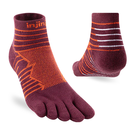 TerraToes Ultra Mini-Crew Toe Socks — Mahogany